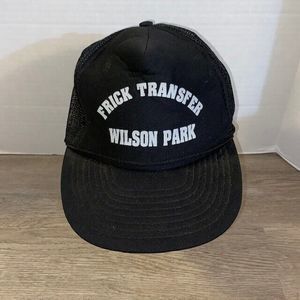 Vintage Frick Transfer Wilson Park Black and Gray Trucker Hat with Rope ABC Cap